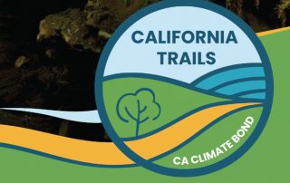 Graphic with California Trails text and smaller text with CA Climate Bond below it