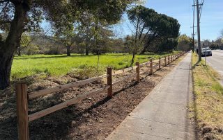 Split rail fence installed by City of Santa Rosa along Southeast Greenway property on Summerfield Road