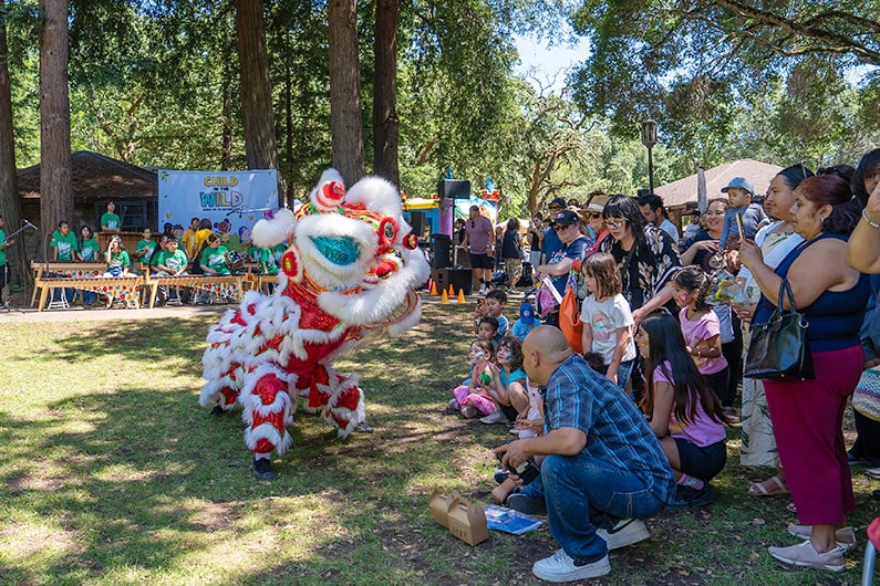 Dragon dancers entertain families at Child in the Wild