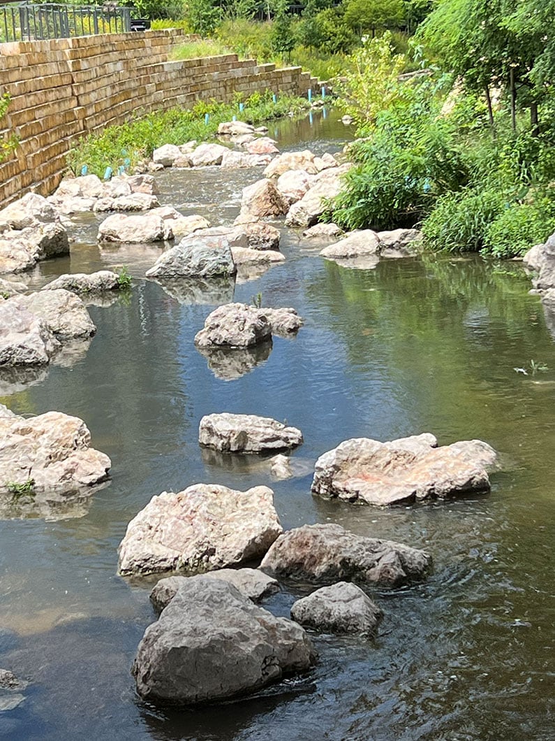 Creek restoration in downtown Austin Texas